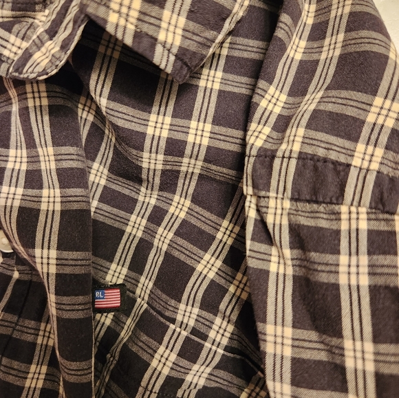 Polo Ralph Lauren faded black and cream long sleeve button down Size Large - Picture 9 of 9
